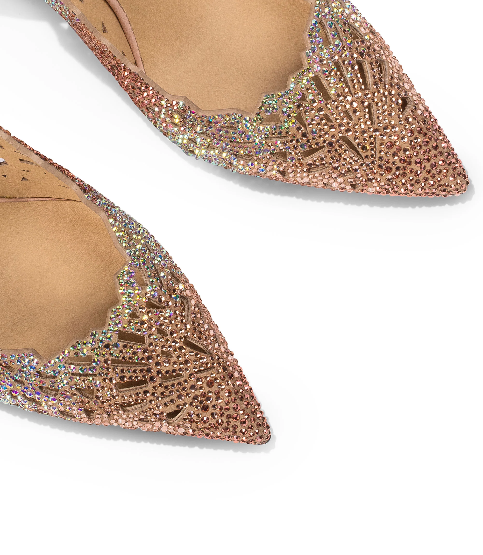 Slingback in camoscio cipria laser-cut con cristalli - immagine 3