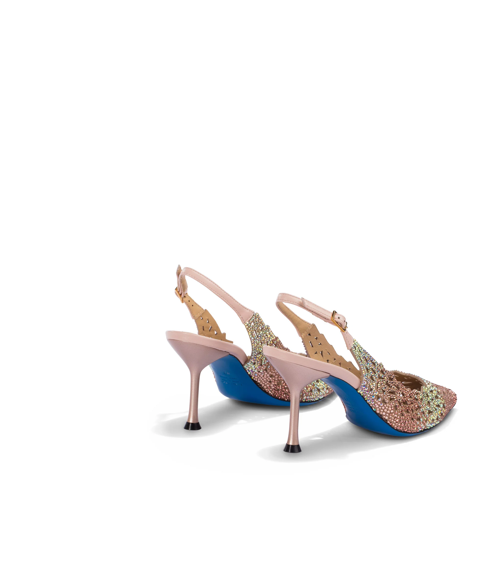 Slingback in camoscio cipria laser-cut con cristalli - immagine 4