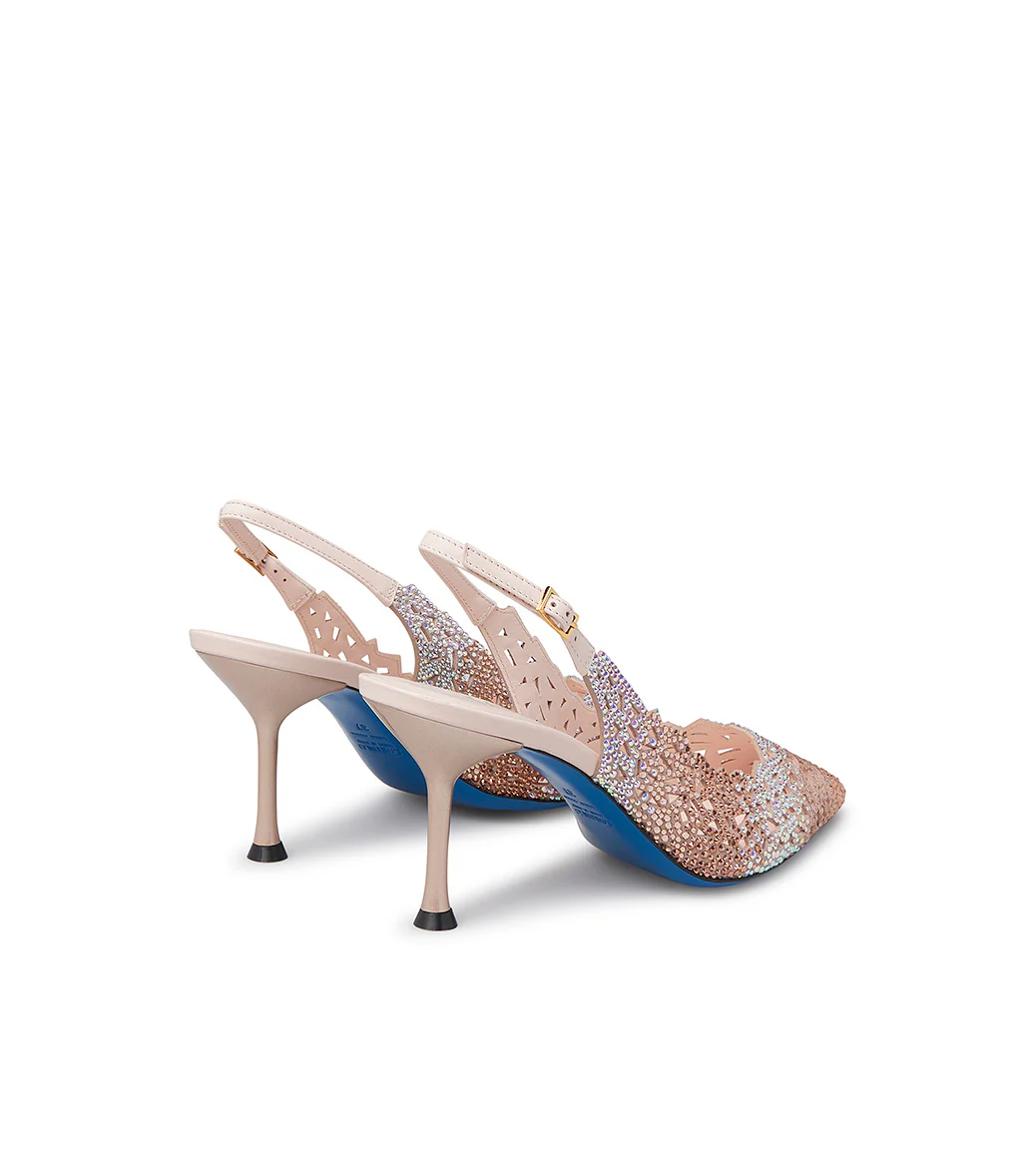 Slingback in camoscio cipria laser-cut con cristalli - immagine 4