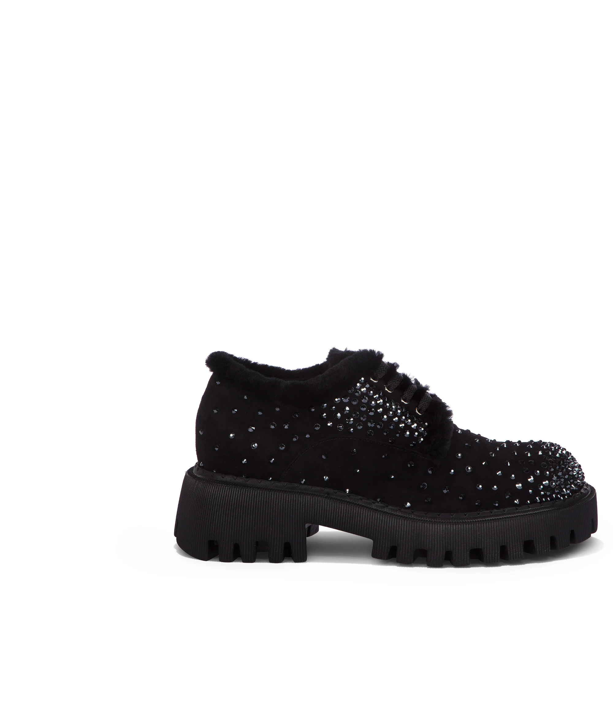 Derby in camoscio nero con cristalli - immagine 2