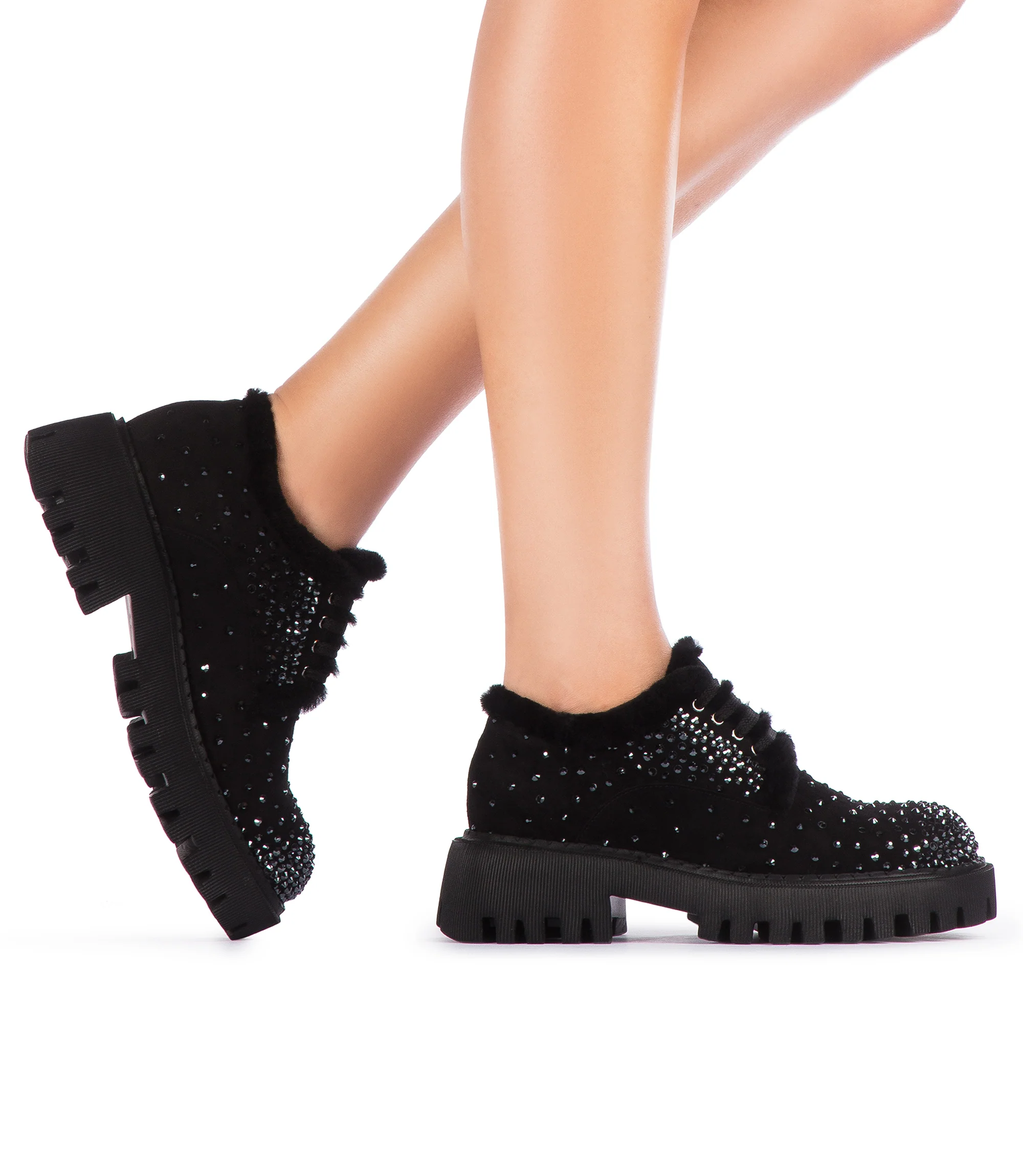 Derby in camoscio nero con cristalli - immagine 5