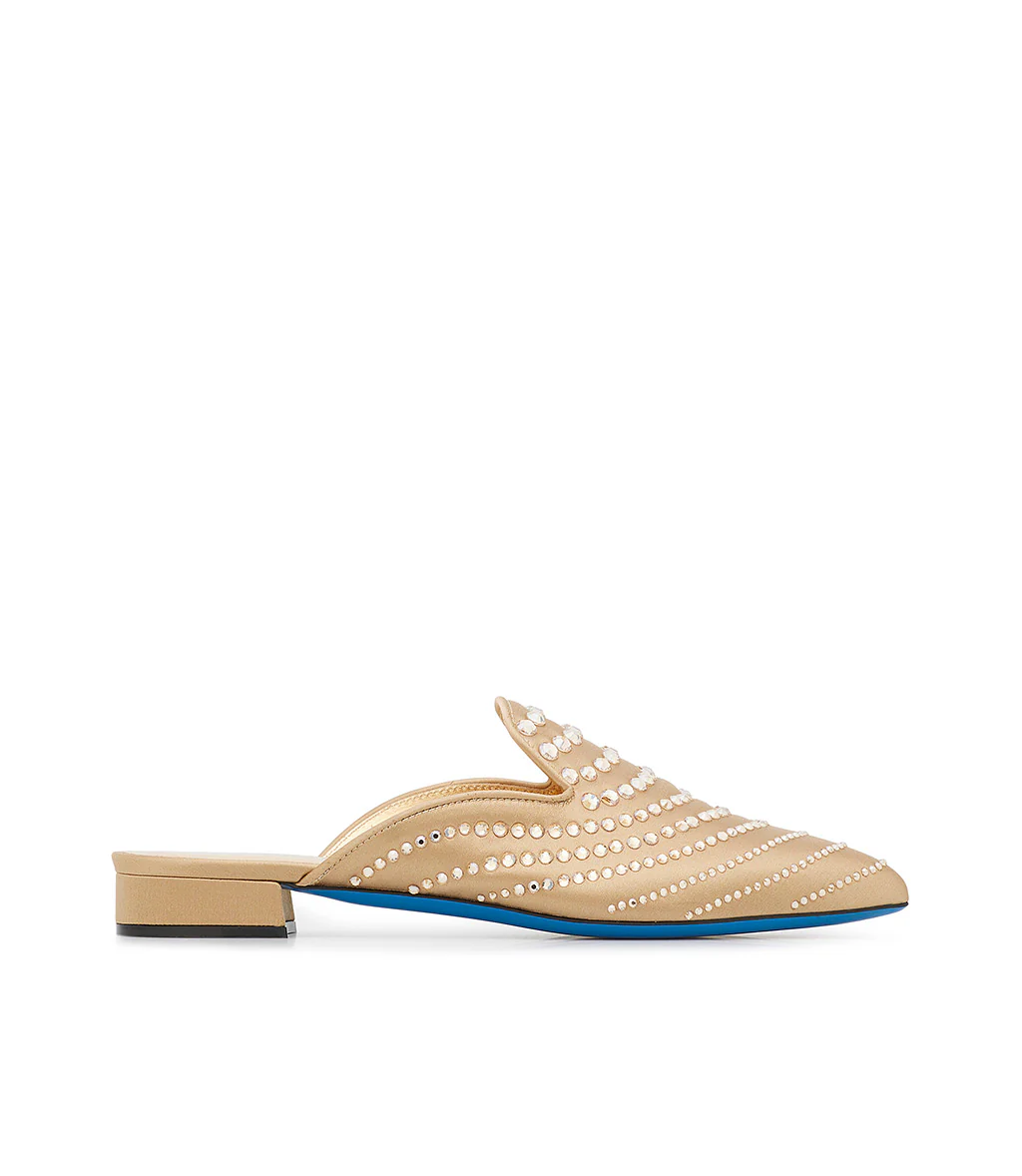 Mules in raso bronze con cristalli - immagine 2