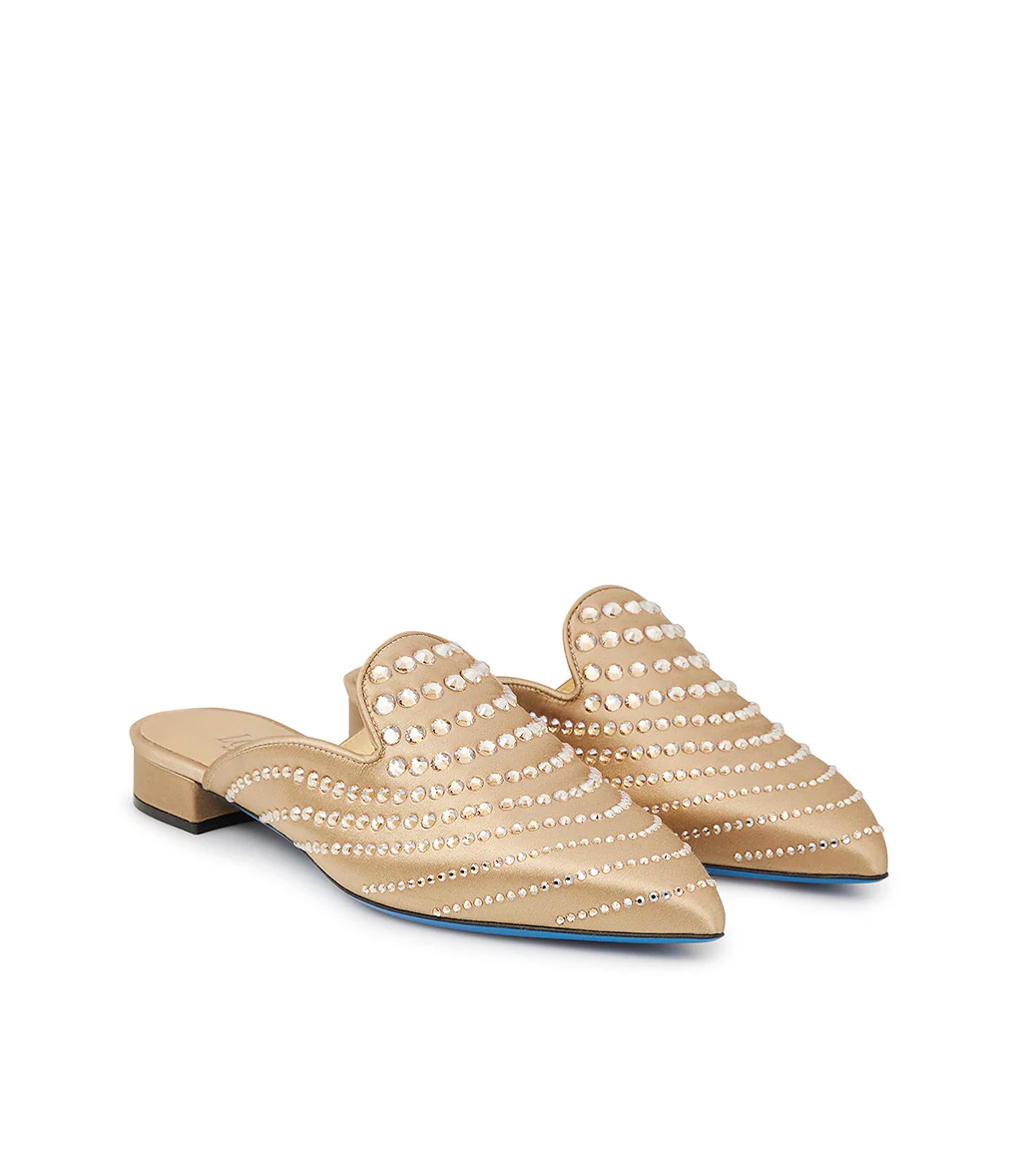 Mules in raso bronze con cristalli - immagine 3