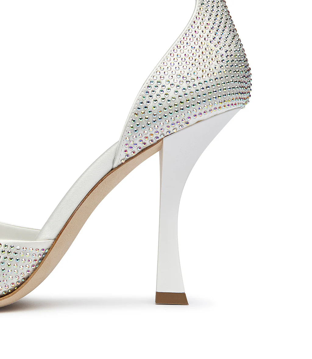Sandali gioiello in raso bianco - immagine 5