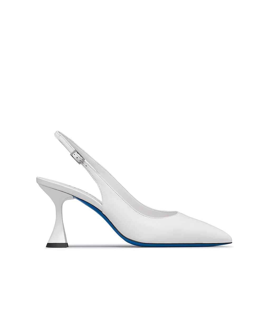 Slingback in pelle lucida bianco - immagine 2
