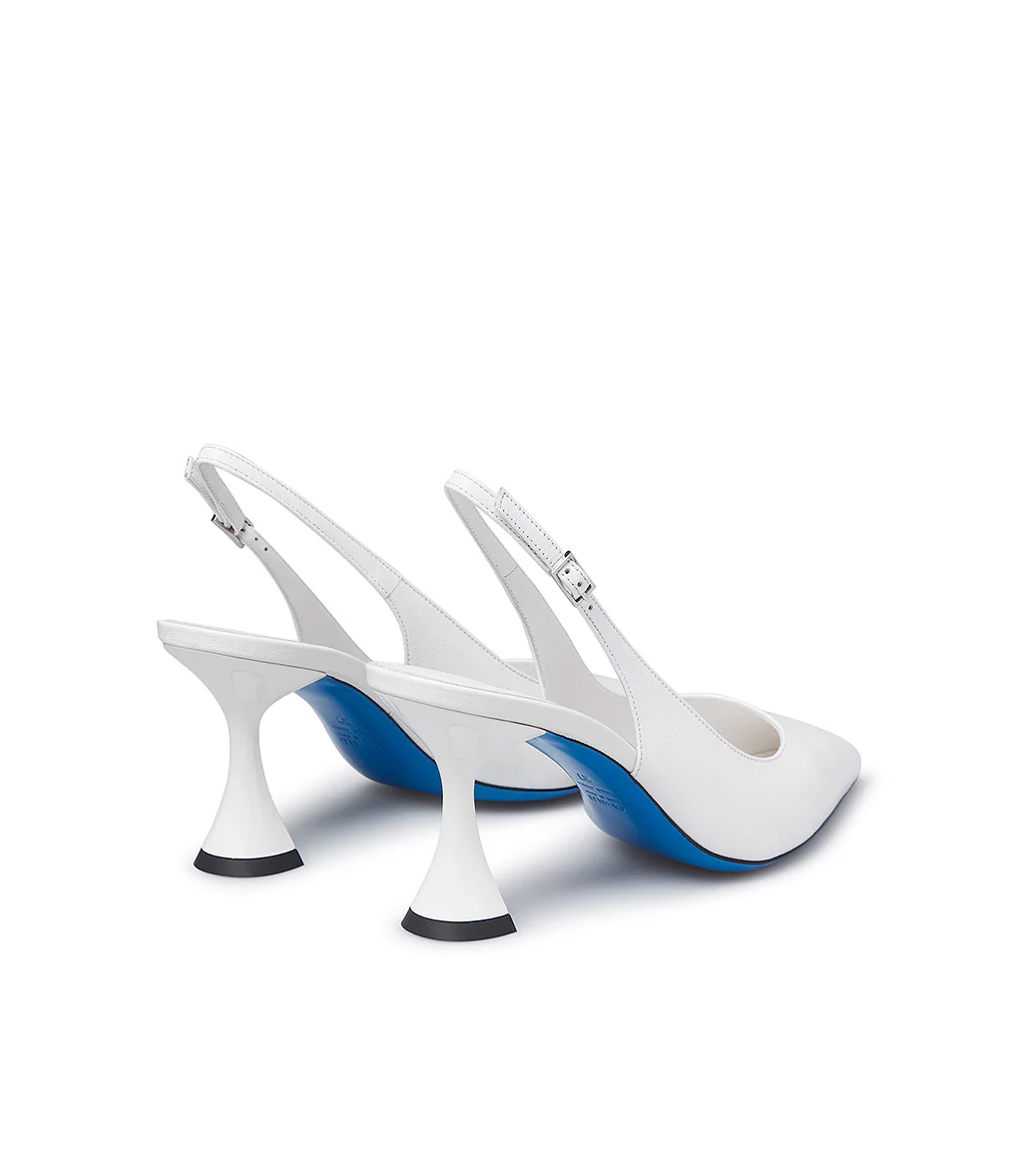 Slingback in pelle lucida bianco - immagine 4