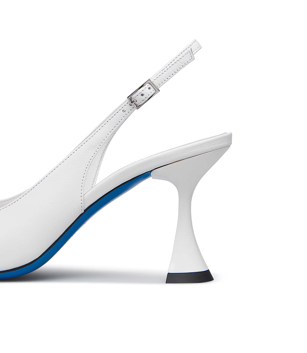 Slingback in pelle lucida bianco - immagine 5