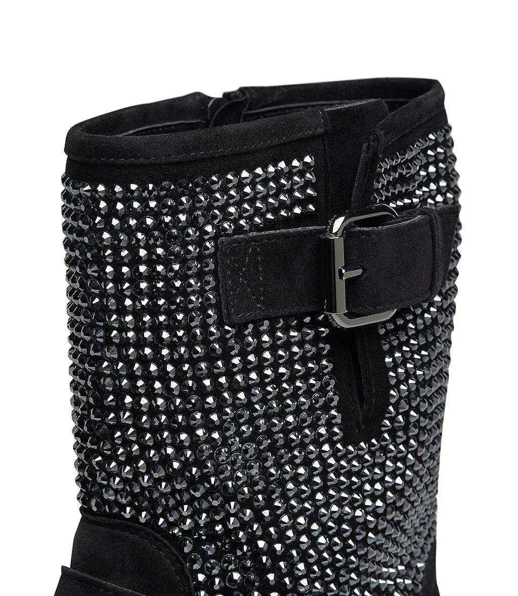 Stivaletti in camoscio nero con mini borchie - immagine 5