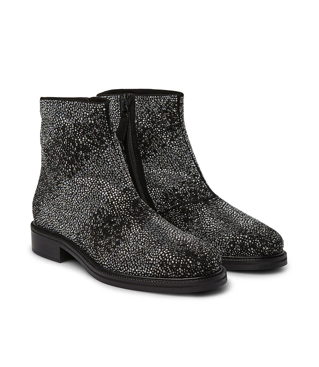 Stivaletti in camoscio nero con cristalli - immagine 3