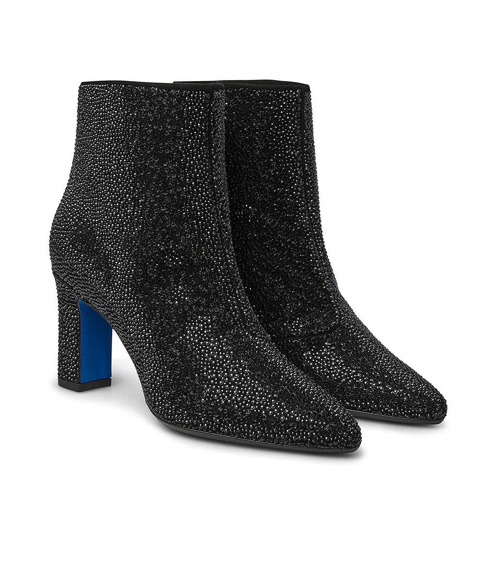 Stivaletti in camoscio nero con cristalli - immagine 3