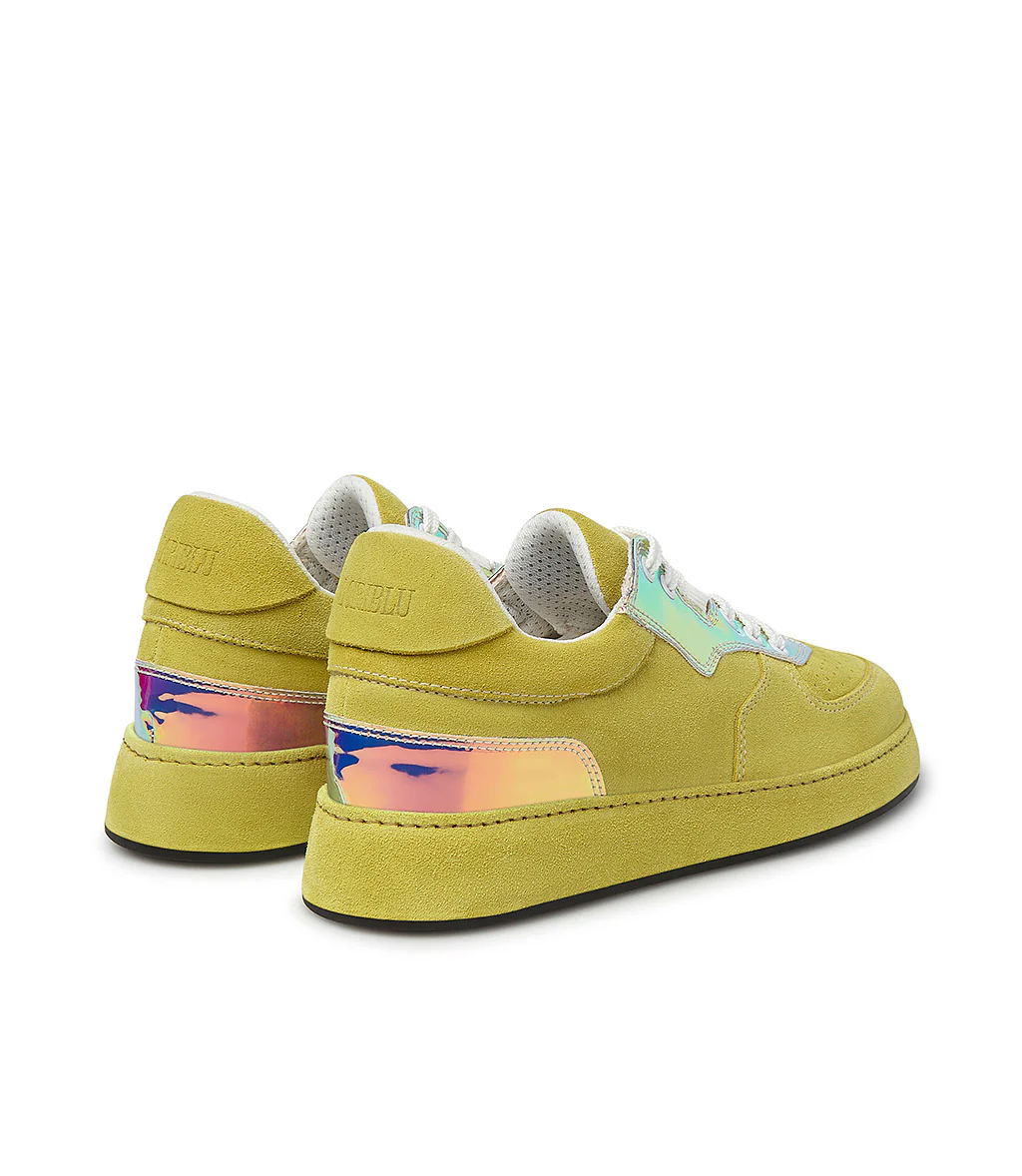 Sneakers in velour giallo e vernice multicolor - immagine 4