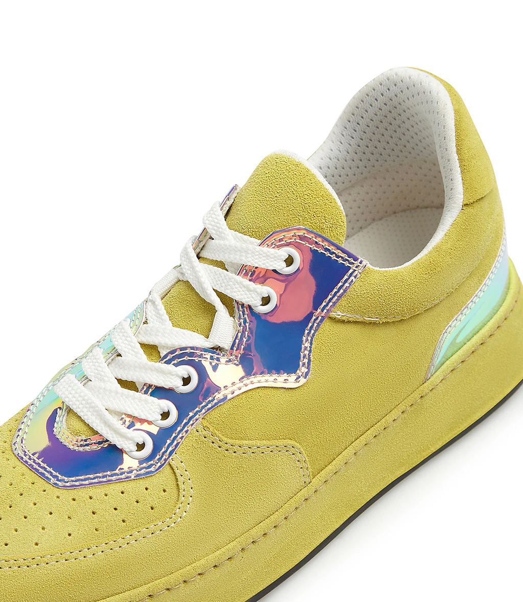 Sneakers in velour giallo e vernice multicolor - immagine 5