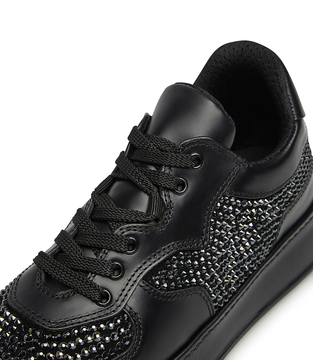 Sneakers in pelle e camoscio nero con cristalli - immagine 5