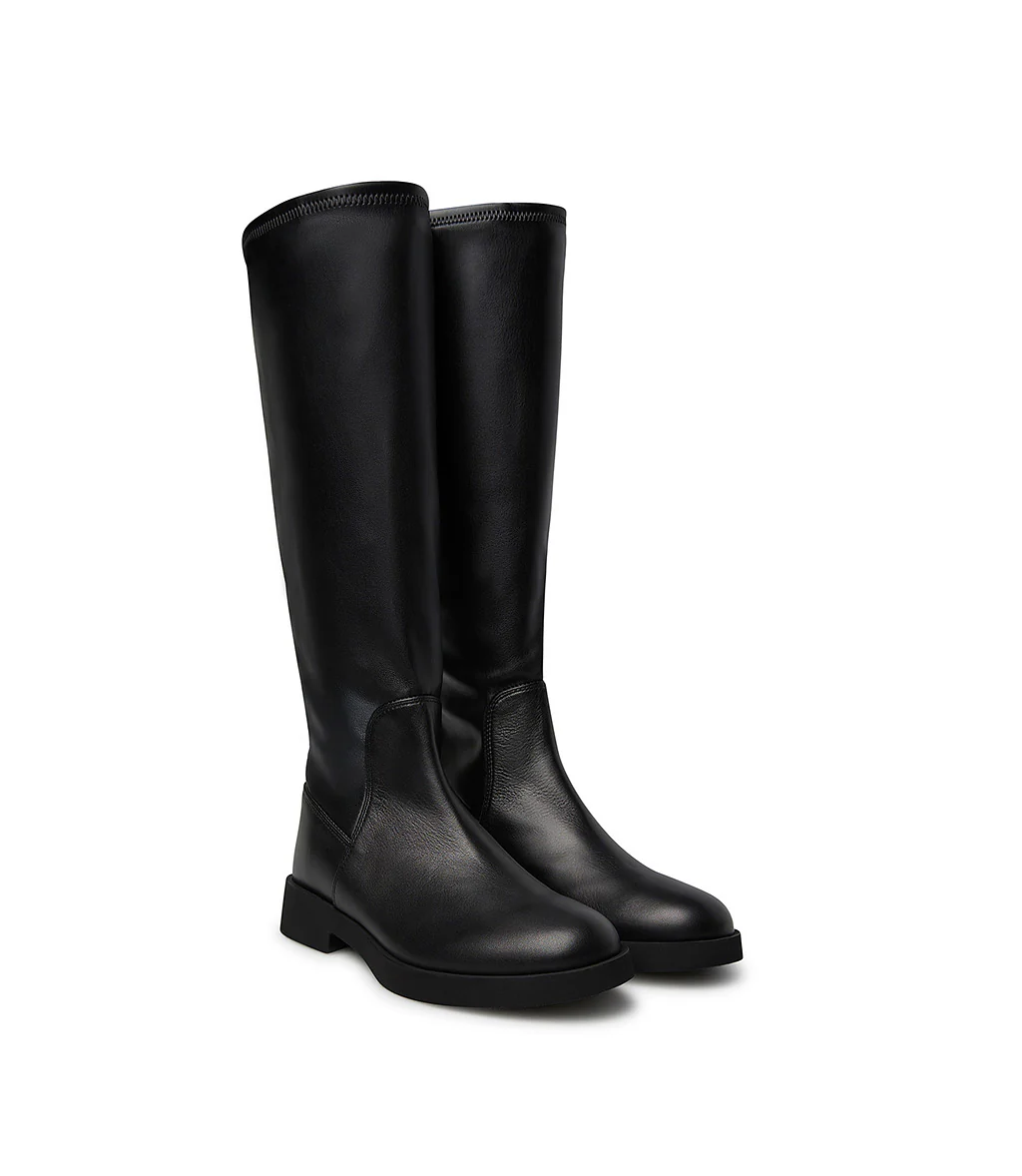 Stivale in nappa nera e stretch - immagine 3