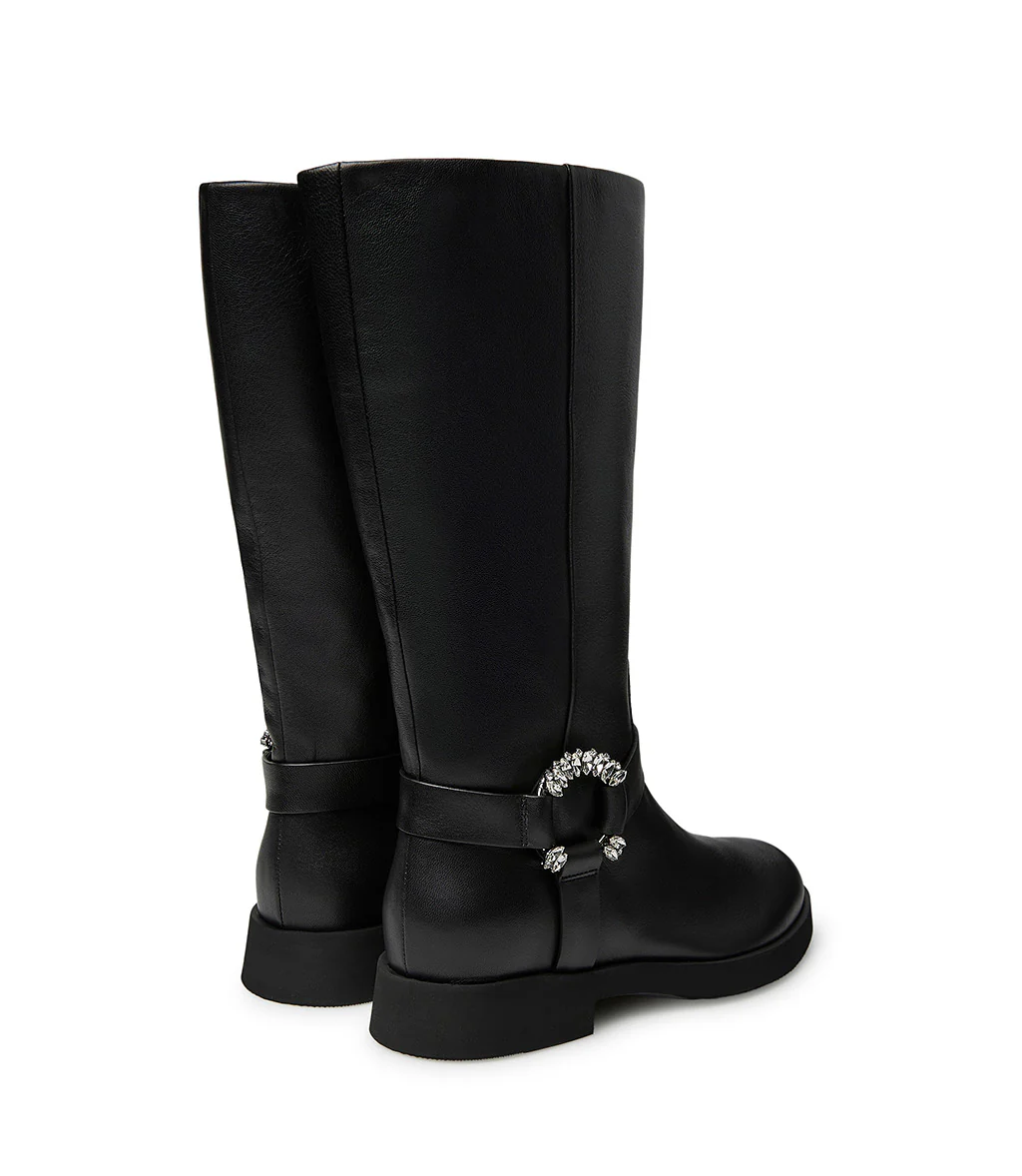 Stivale in nappa nera con fibbia gioiello - immagine 4