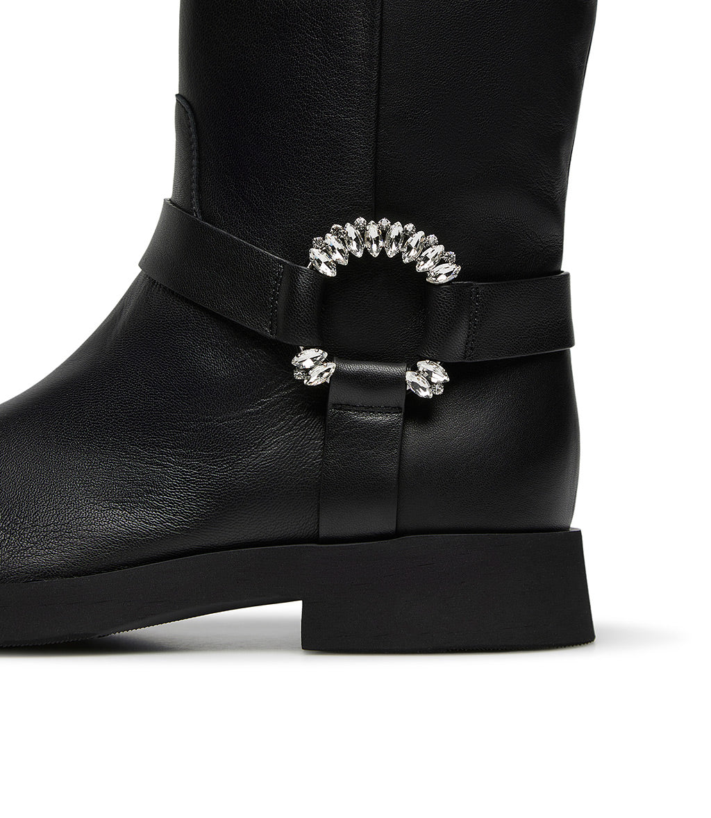 Stivale in nappa nera con fibbia gioiello - immagine 5