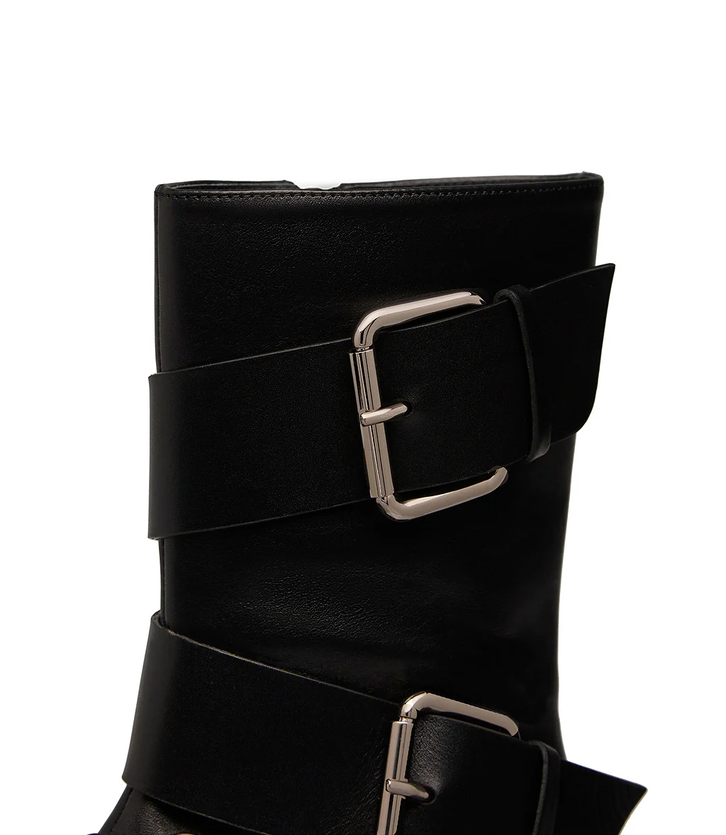 Stivaletto in vitello nero con cinturini - immagine 5