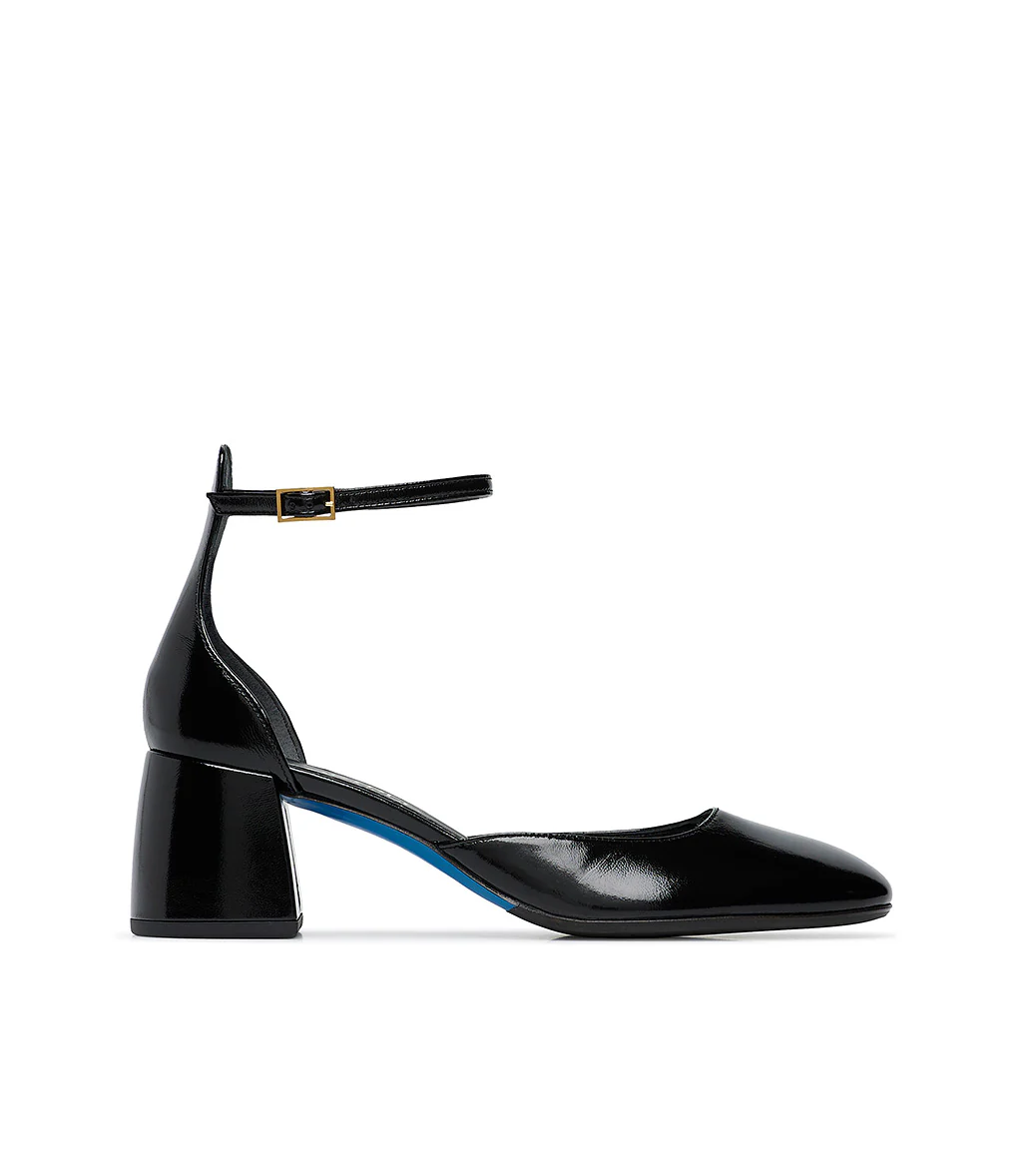 Décolleté Mary Jane in pelle lucida nera con cinturino - immagine 2