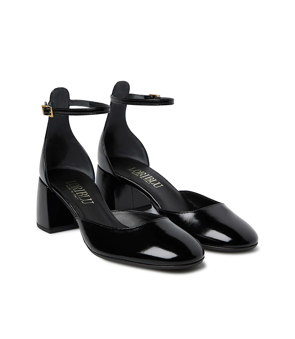 Décolleté Mary Jane in pelle lucida nera con cinturino - immagine 3