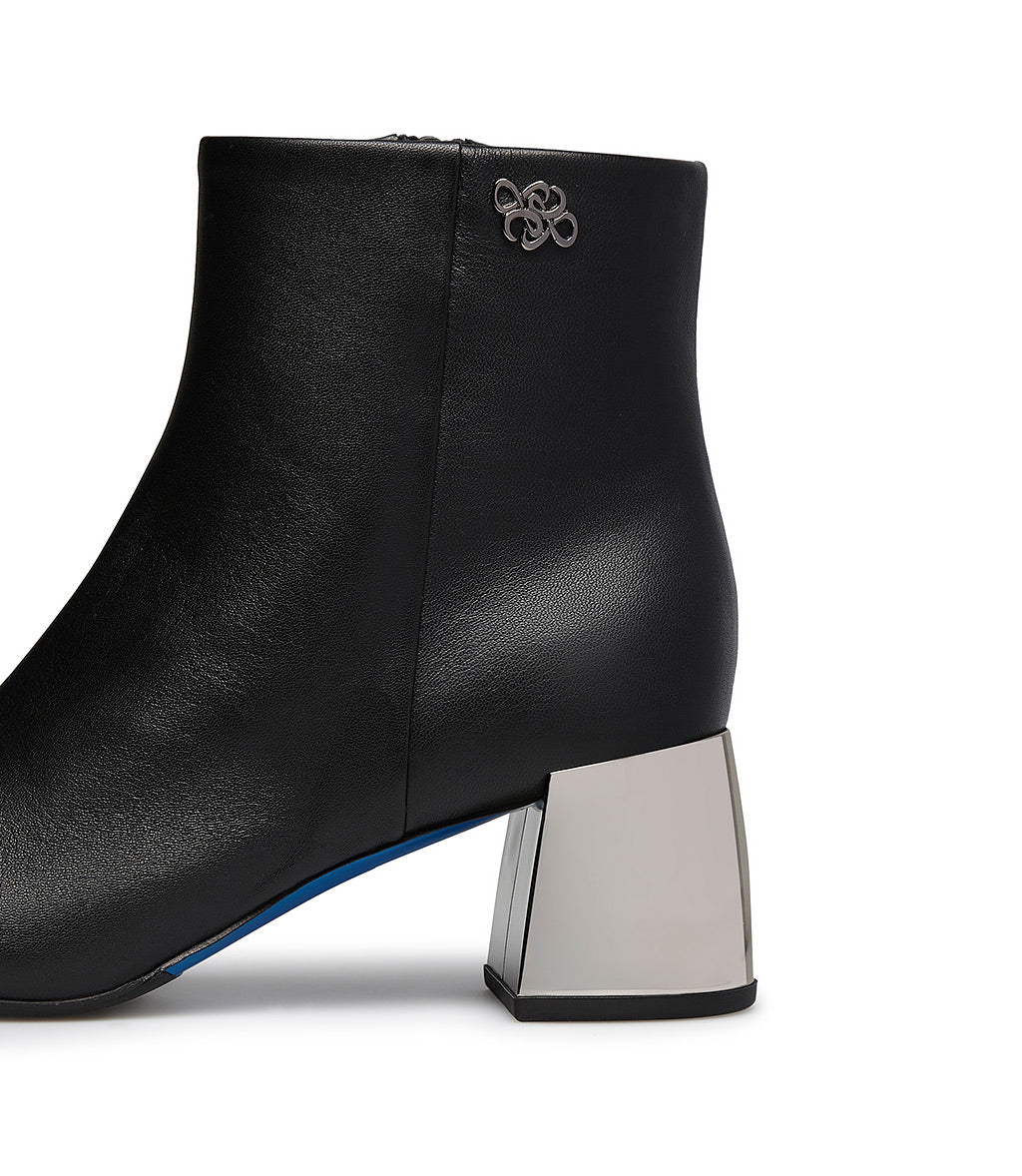 Stivaletto in nappa nera con tacco metal argento - immagine 5