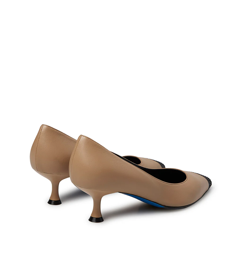 Décolleté nappa crusca con cristalli - immagine 4