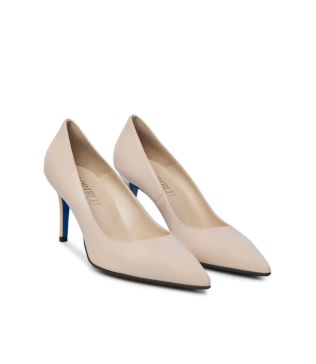 Décolleté in pelle lucida sabbia - immagine 3