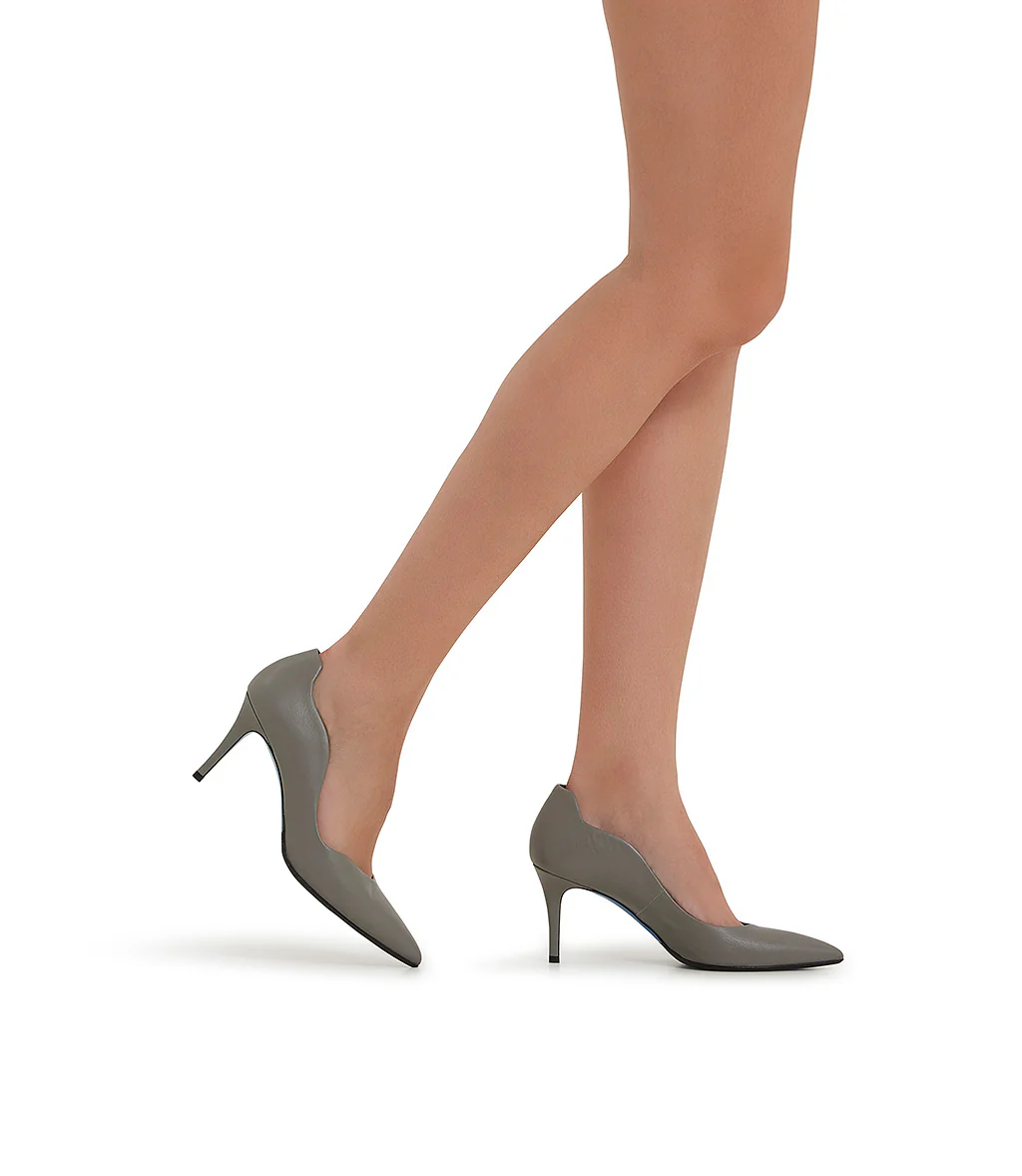 Décolleté onda in nappa grigio - immagine 6