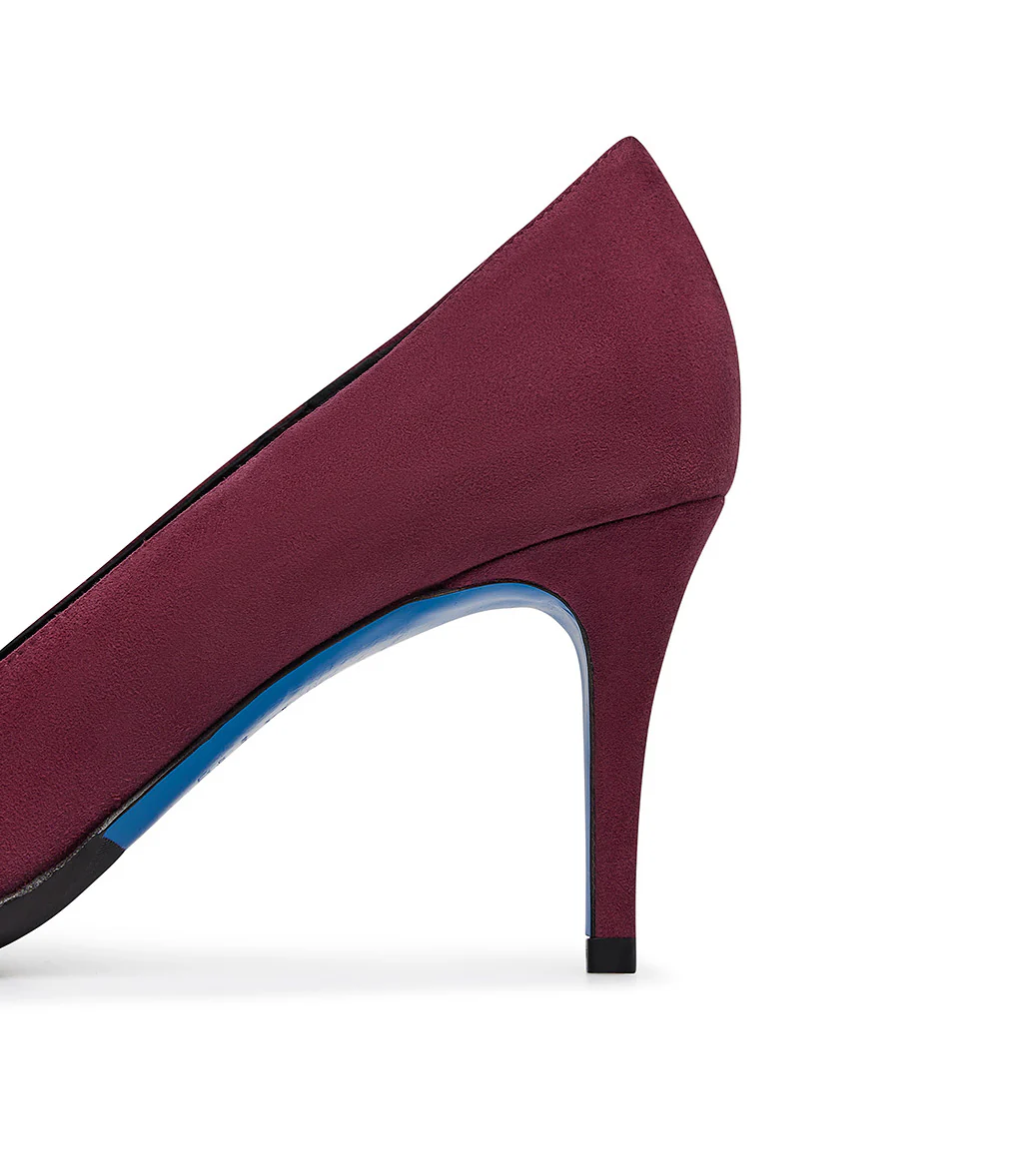 Décolleté in camoscio borgogna con cristalli - immagine 5