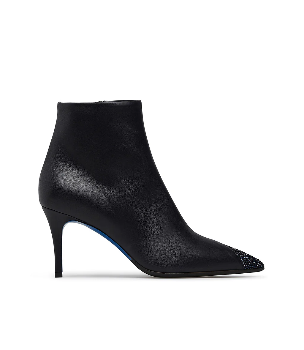 Stivaletti in nappa blu con cristalli - immagine 2