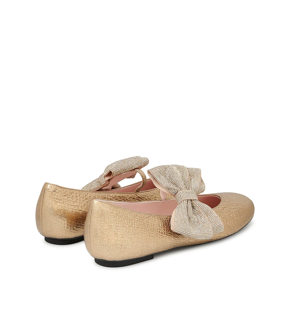 Ballerine in pelle oro con fiocco - immagine 4