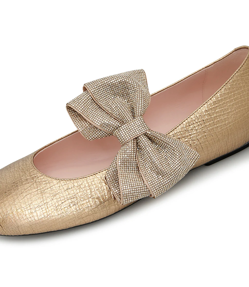 Ballerine in pelle oro con fiocco - immagine 5