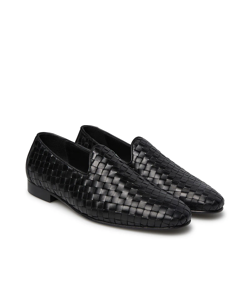 Loafer in vitello intrecciato nero - immagine 3