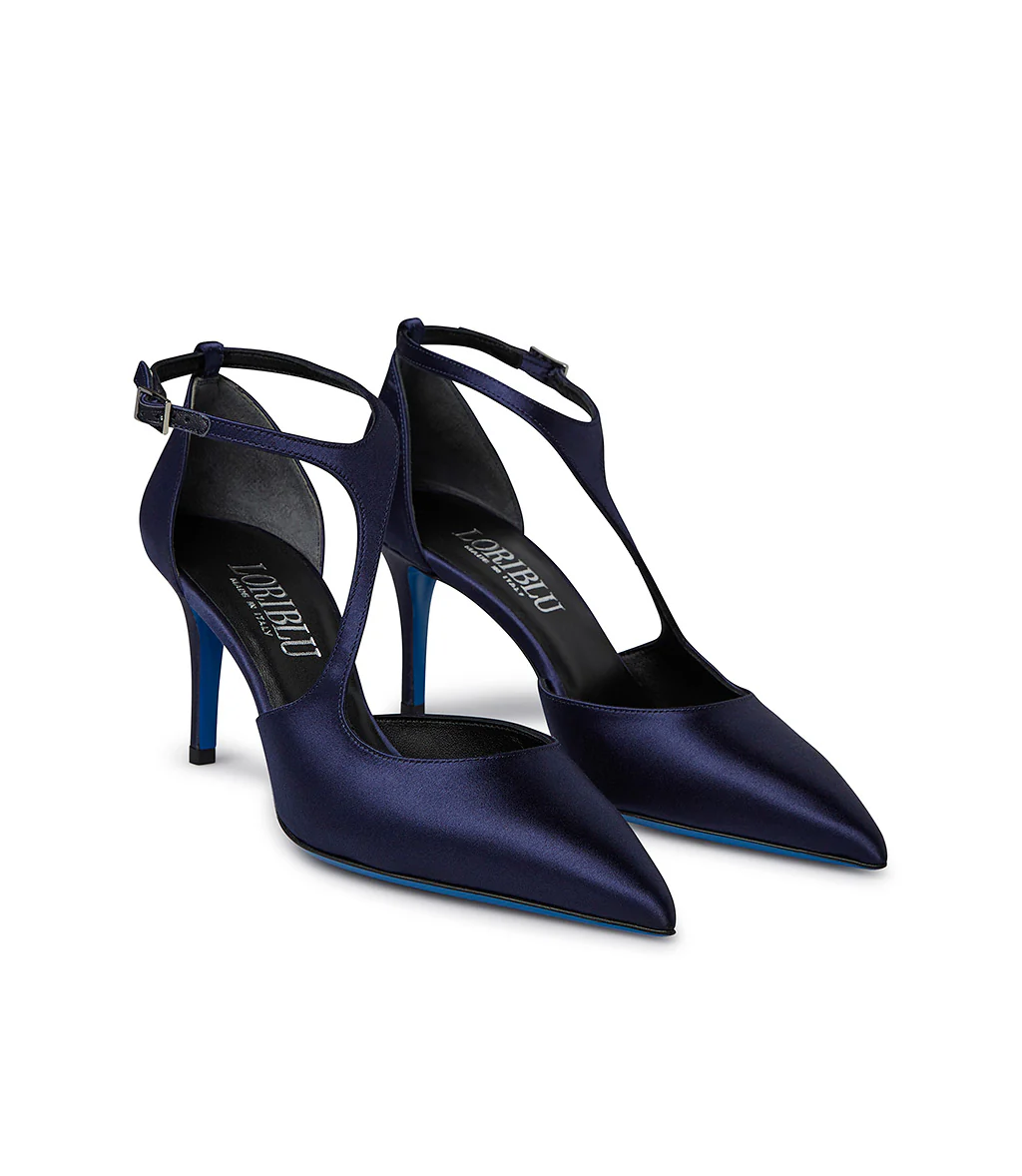 Décolleté in raso blu - immagine 3