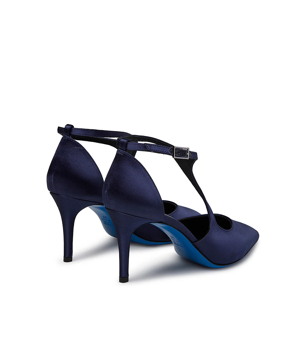 Décolleté in raso blu - immagine 4