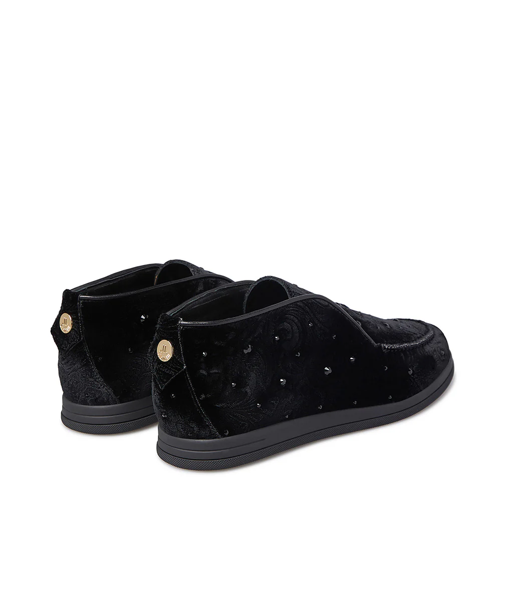 Mocassini in velluto nero con cristalli - immagine 4