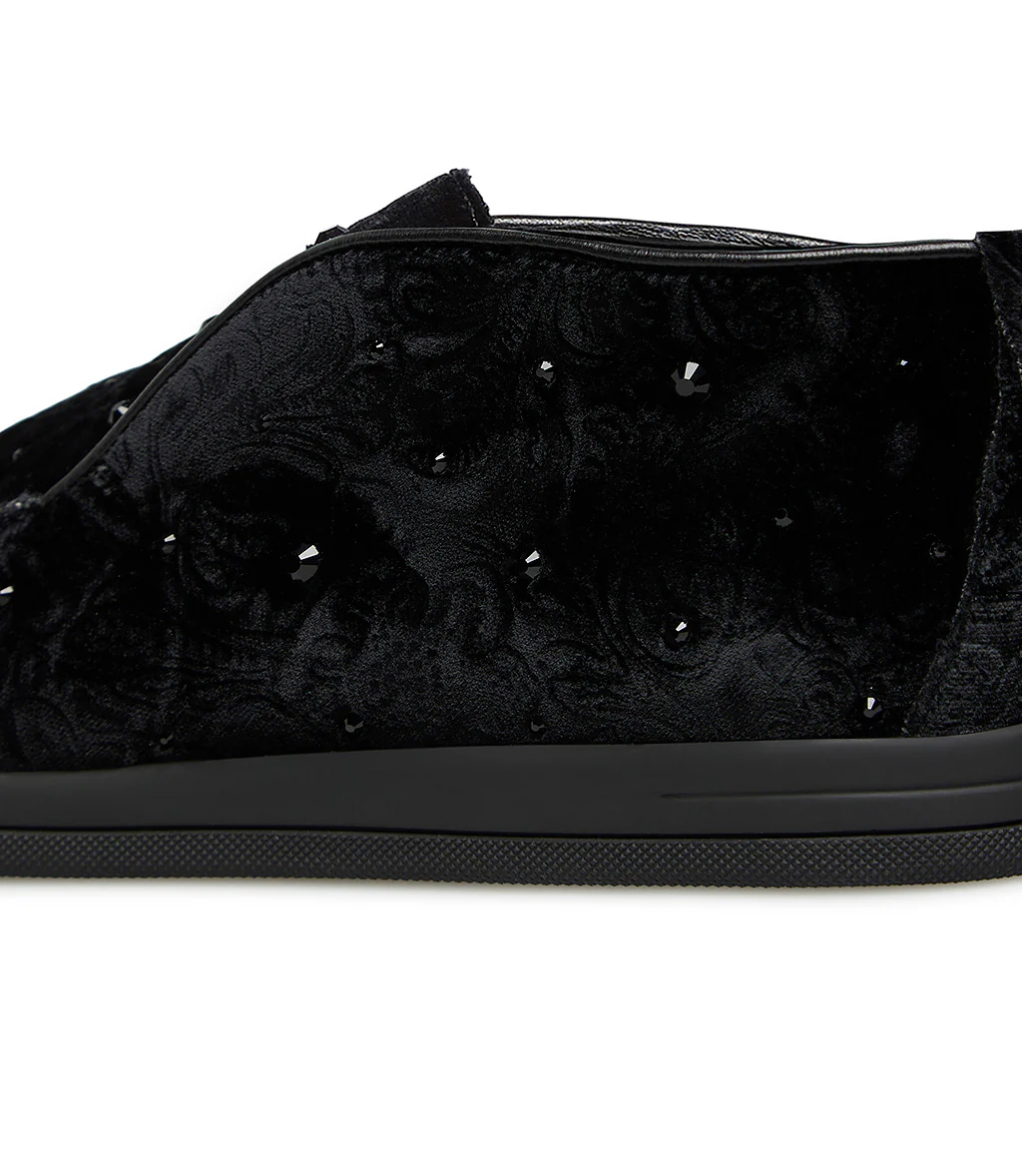 Mocassini in velluto nero con cristalli - immagine 5