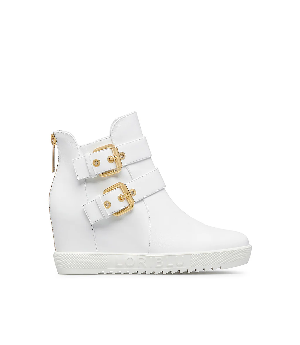 Sneaker in vitello bianco con zeppa interna - immagine 2