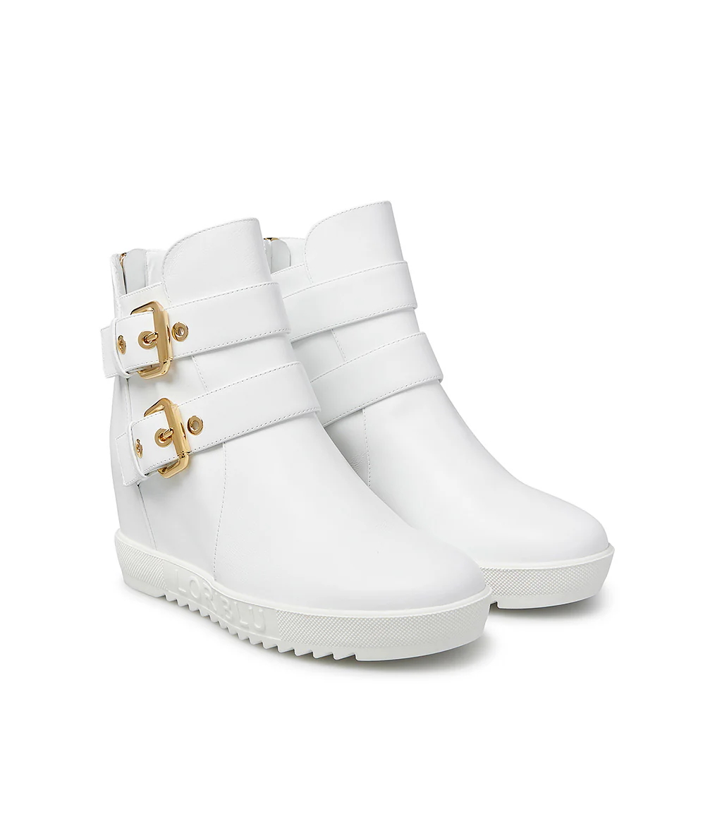 Sneaker in vitello bianco con zeppa interna - immagine 3