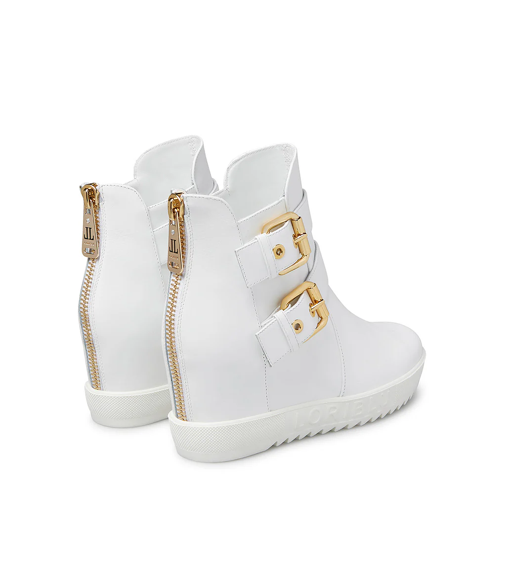 Sneaker in vitello bianco con zeppa interna - immagine 4