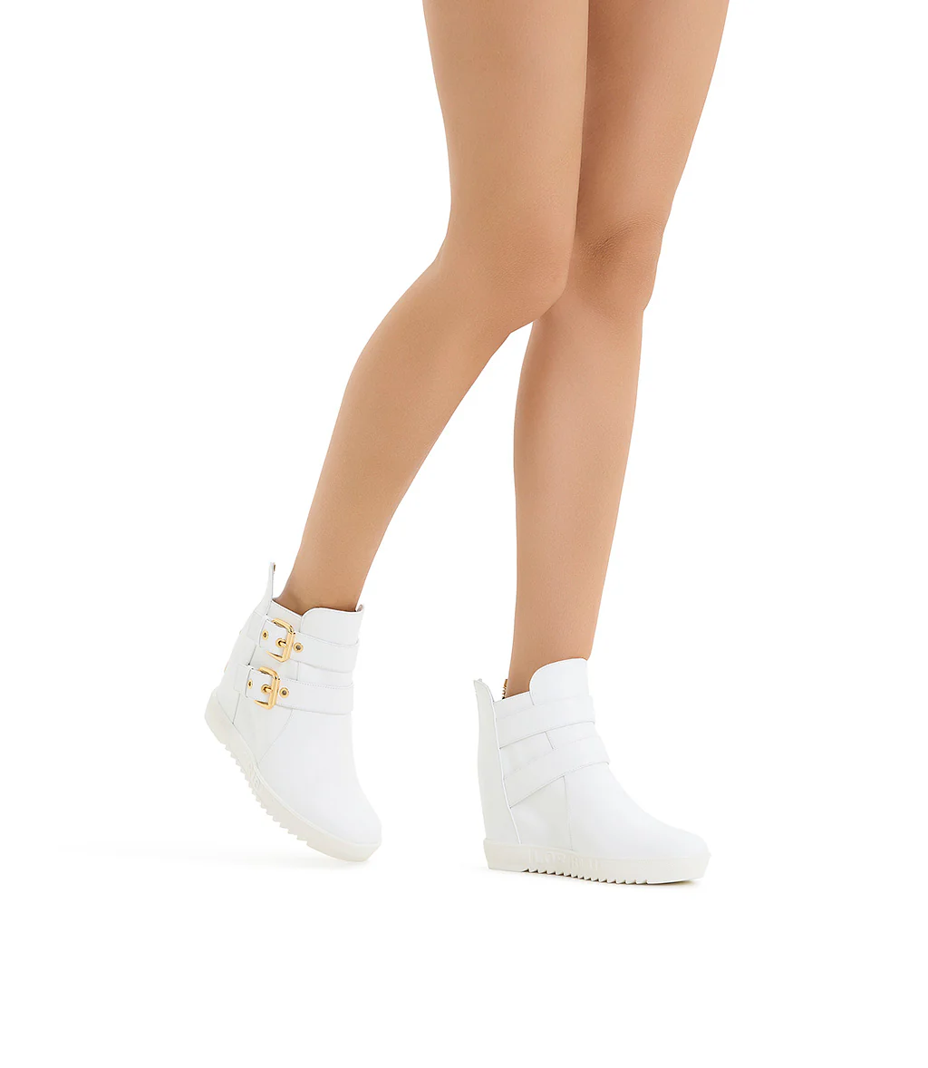 Sneaker in vitello bianco con zeppa interna - immagine 6