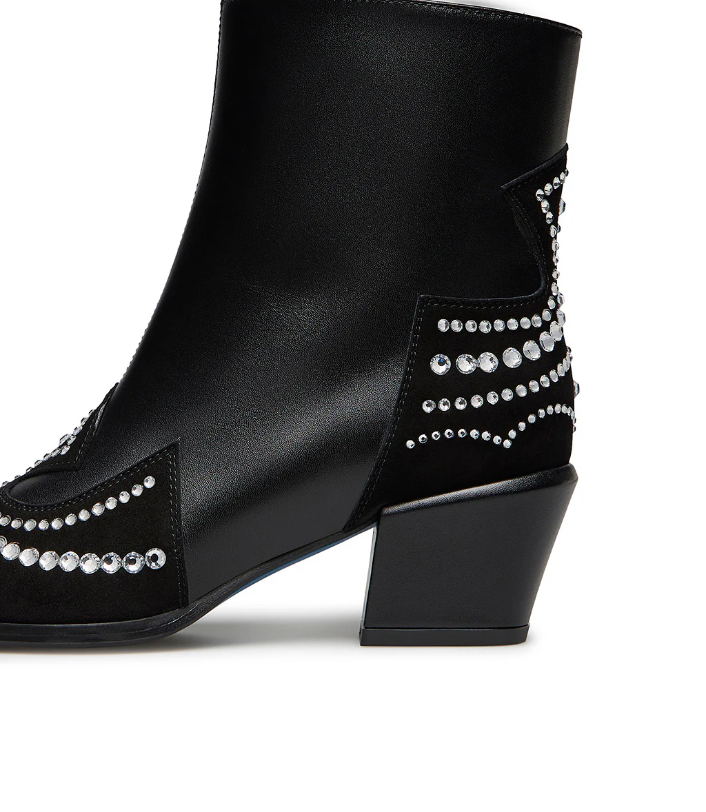 Stivaletto texano in camoscio nero e vitello nero - immagine 5