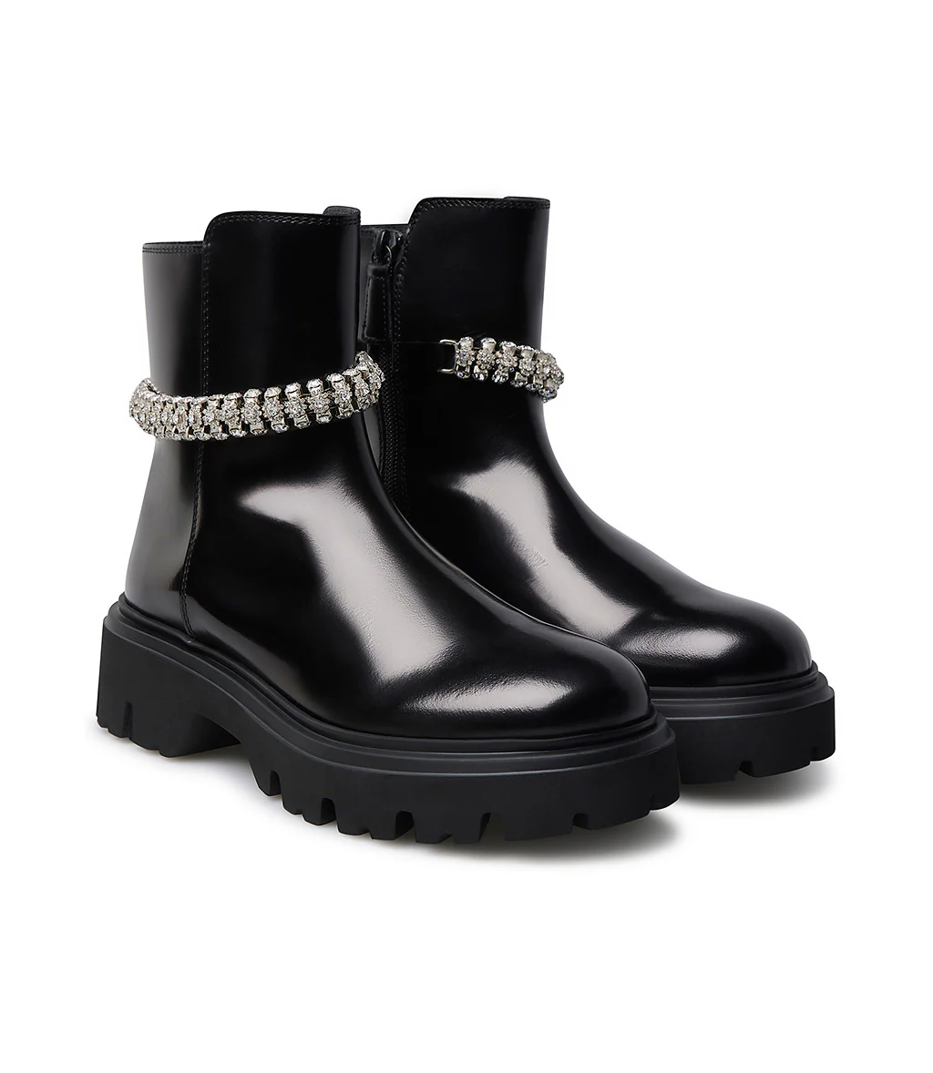 Anfibio vitello spazzolato nero con cinturino gioiello - immagine 3