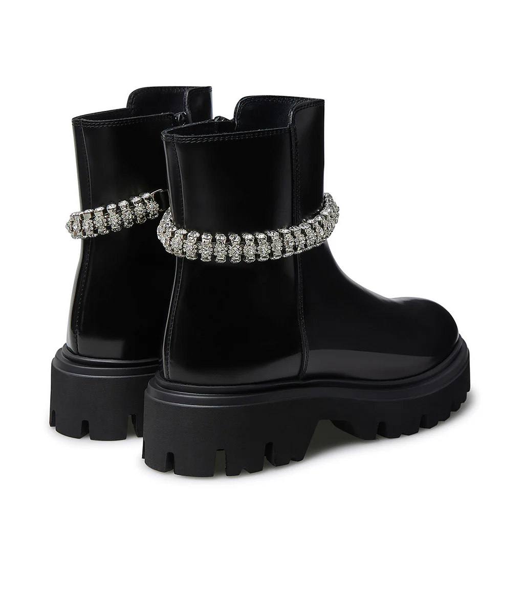 Anfibio vitello spazzolato nero con cinturino gioiello - immagine 4