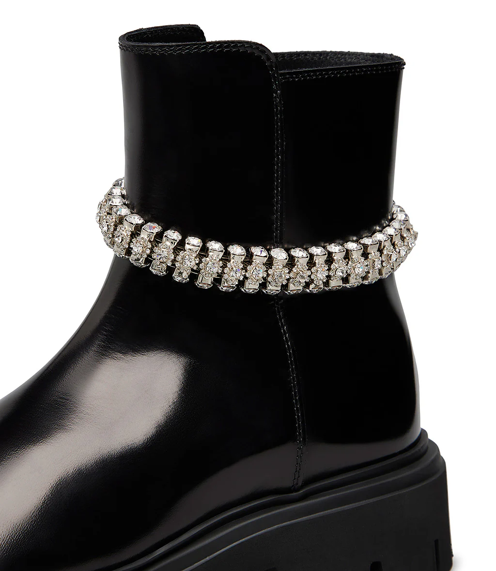 Anfibio vitello spazzolato nero con cinturino gioiello - immagine 5