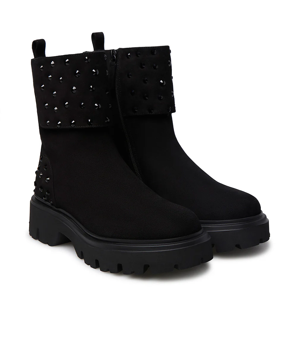 Anfibi in camoscio nero con cristalli - immagine 3