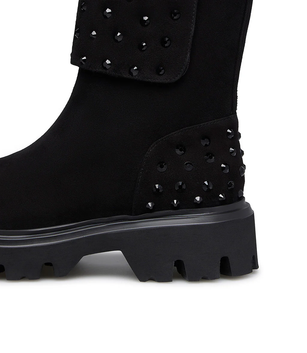 Anfibi in camoscio nero con cristalli - immagine 5