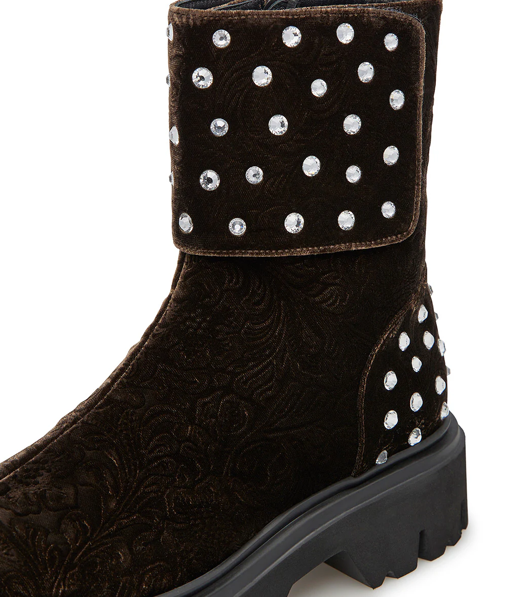 Anfibi in velluto castagna con cristalli - immagine 5