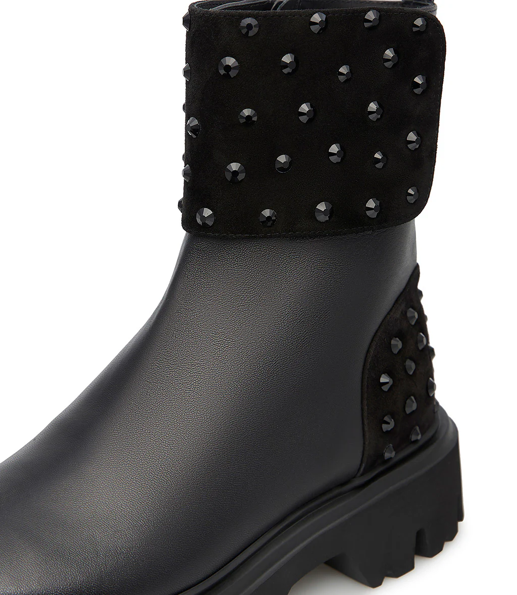 Anfibi in nappa nera con cristalli - immagine 5