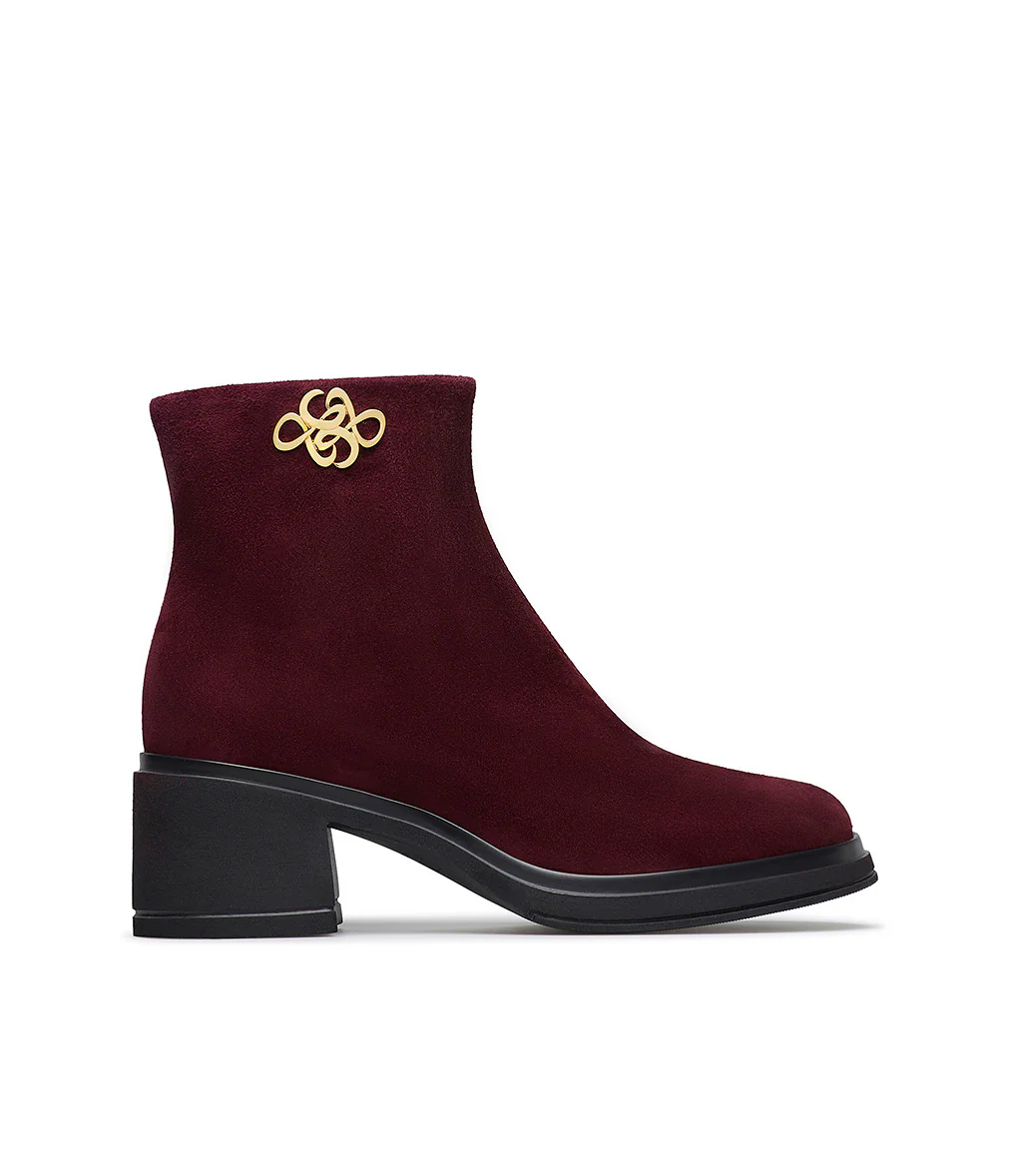 Stivaletto in camoscio bordeaux - immagine 2