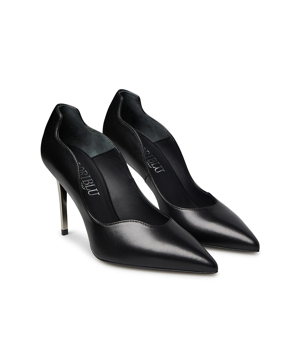 Décolleté onda in nappa nero con tacco in metallo - immagine 3